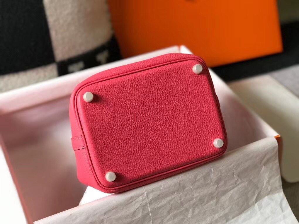 Hermes Picotin Lock 18 Bag In Rose Lipstick Clemence Leather - Image 3