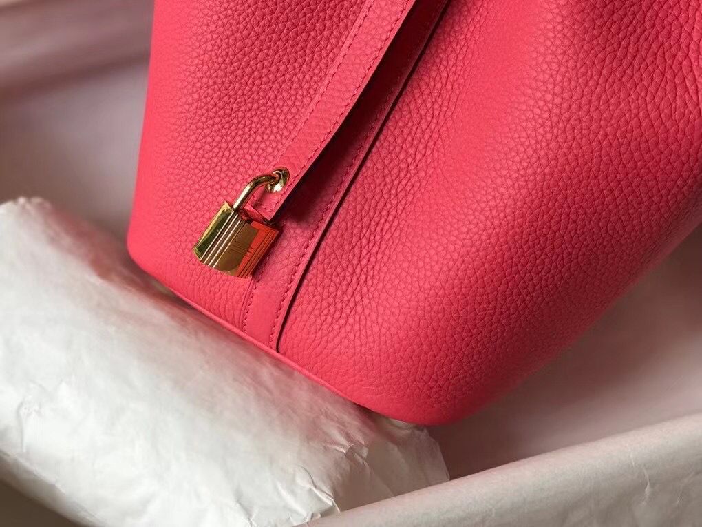 Hermes Picotin Lock 18 Bag In Rose Lipstick Clemence Leather - Image 4