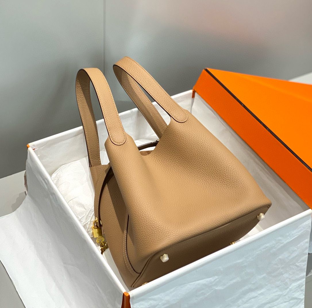 Hermes Picotin Lock 22 Bag In Chai Clemence Leather - Image 4