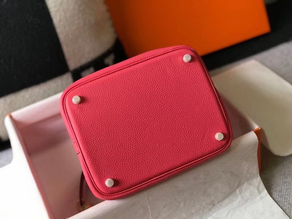Hermes Picotin Lock 22 Bag In Rose Lipstick Clemence Leather - Image 3