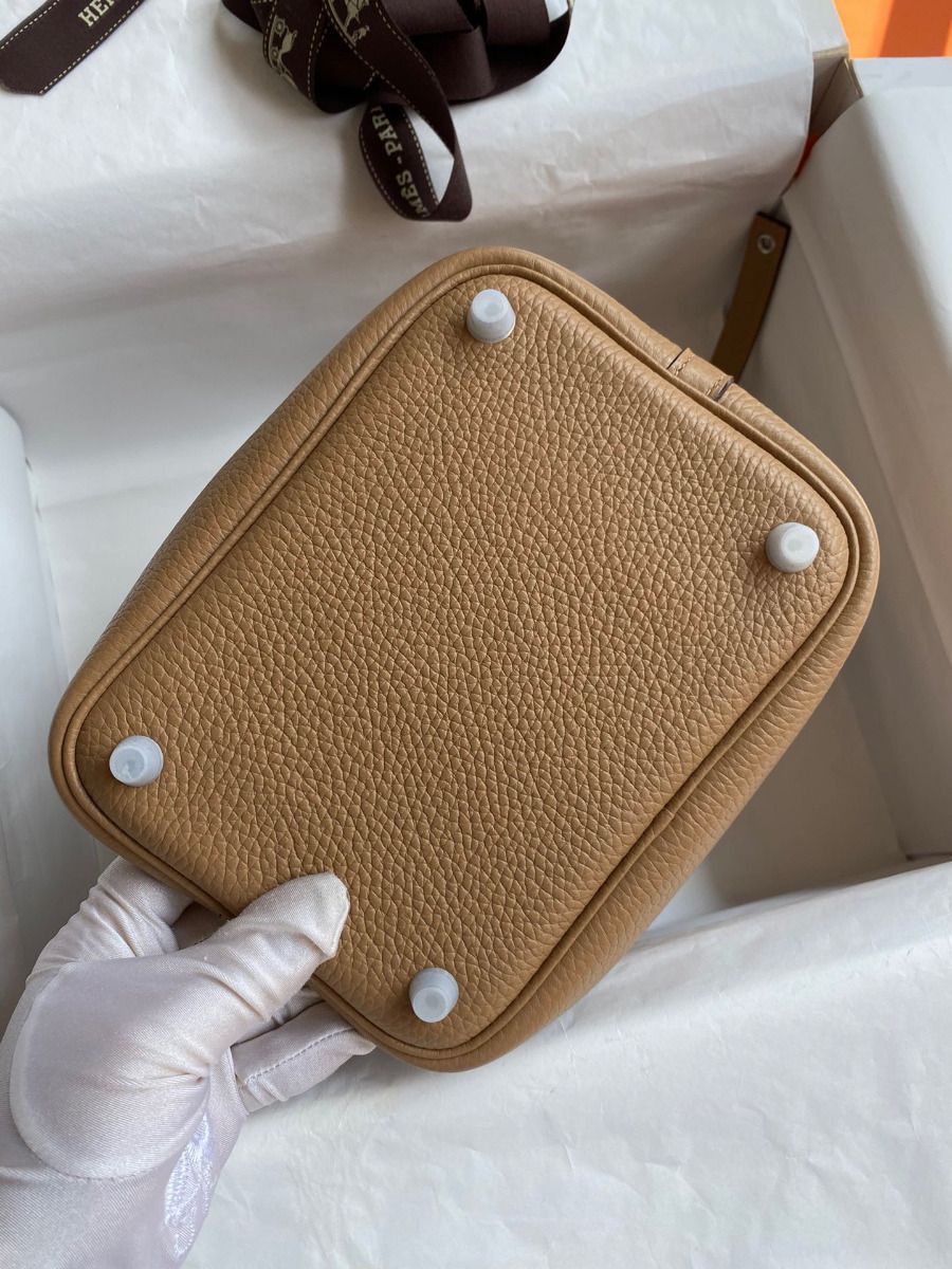 Hermes Picotin Lock 18 Handmade Bag in Chai Clemence Leather - Image 9