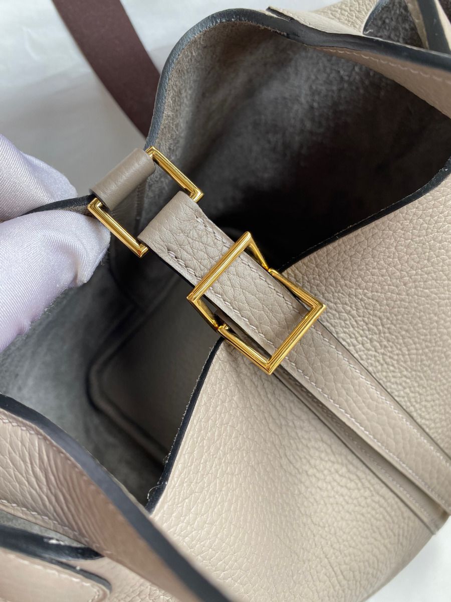 Hermes Picotin Lock 18 Handmade Bag in Gris Asphalt Clemence Leather - Image 5