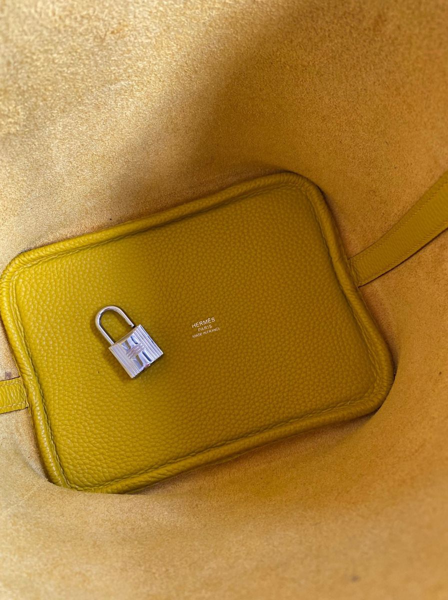 Hermes Picotin Lock 18 Handmade Bag in Jaune Ambre Clemence Leather - Image 7