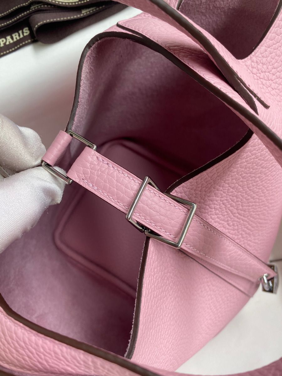 Hermes Picotin Lock 18 Handmade Bag in Mauve Sylvestre Clemence Leather - Image 5