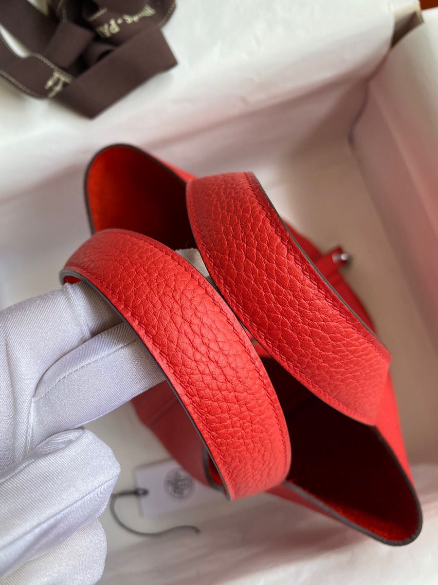 Hermes Picotin Lock 18 Handmade Bag in Red Clemence Leather - Image 6