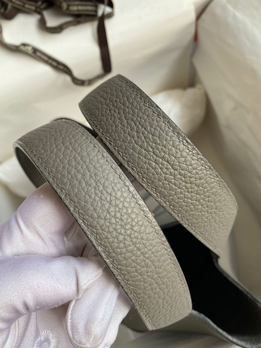 Hermes Picotin Lock 22 Handmade Bag in Etain Clemence Leather - Image 6