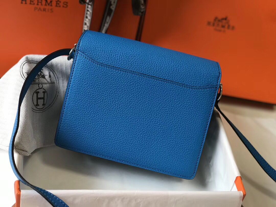 Hermes Mini Sac Roulis 18cm Bag In Blue Hydra Evercolor Calfskin - Image 3