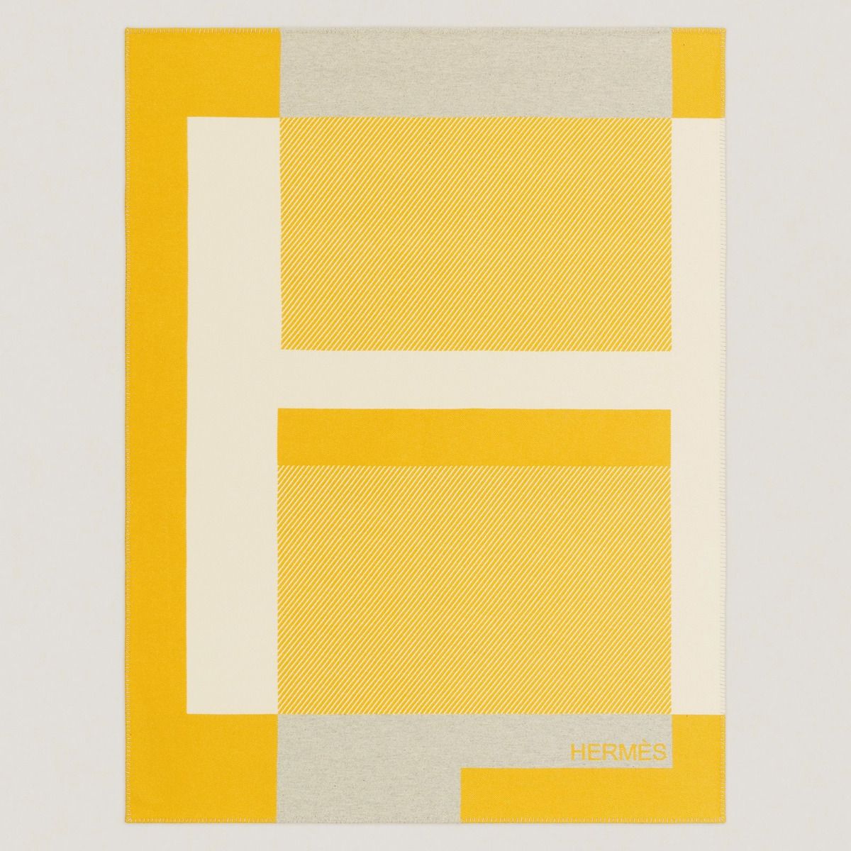 Hermes H Riviera Blanket in Yellow Wool and Cashmere - Image 3