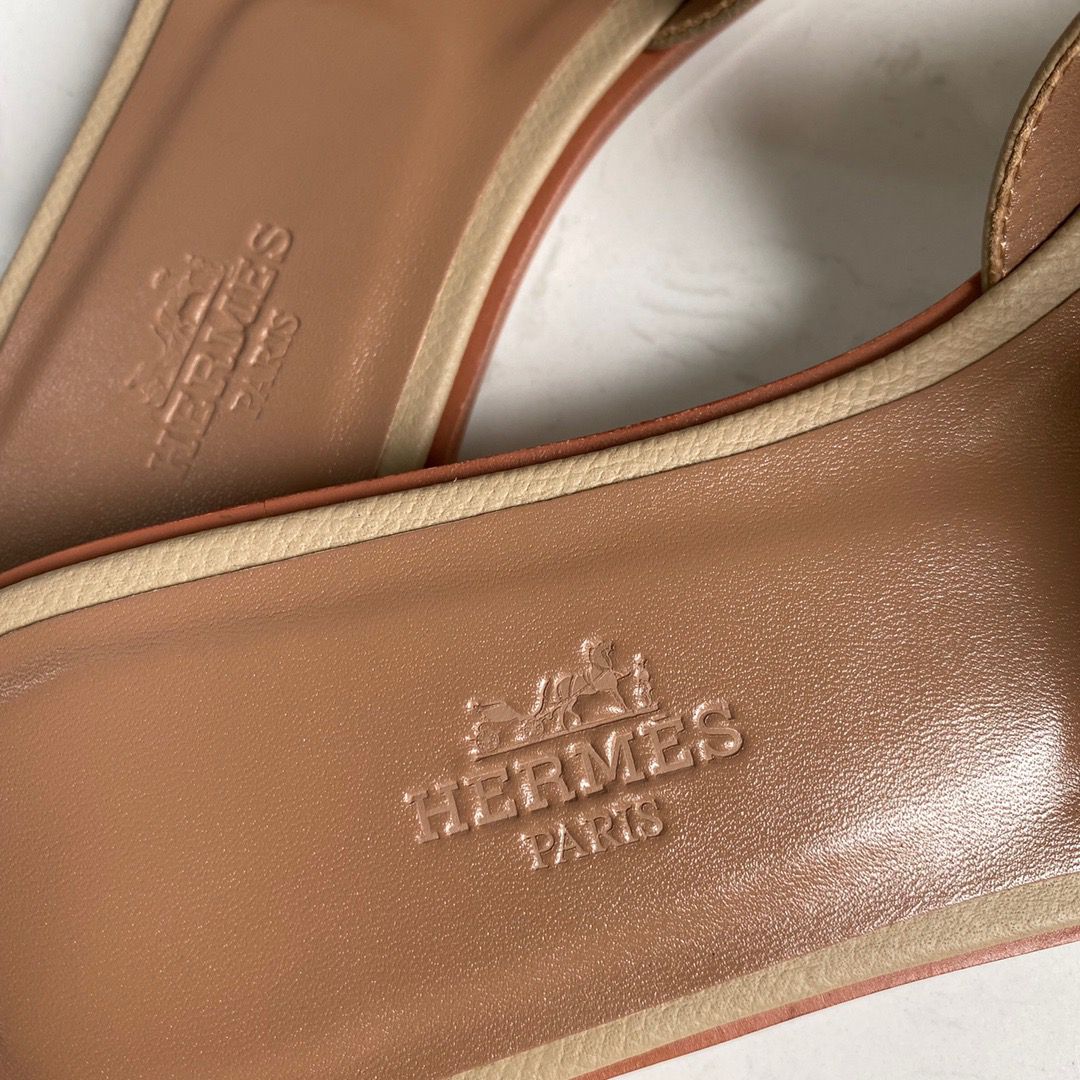 Hermes Oran Slide Sandals In Trench Epsom Calfskin - Image 6