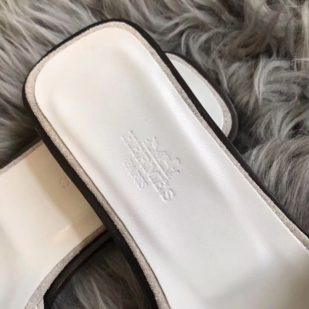 Hermes Oran Sandals In White Suede With Crystal - Image 4