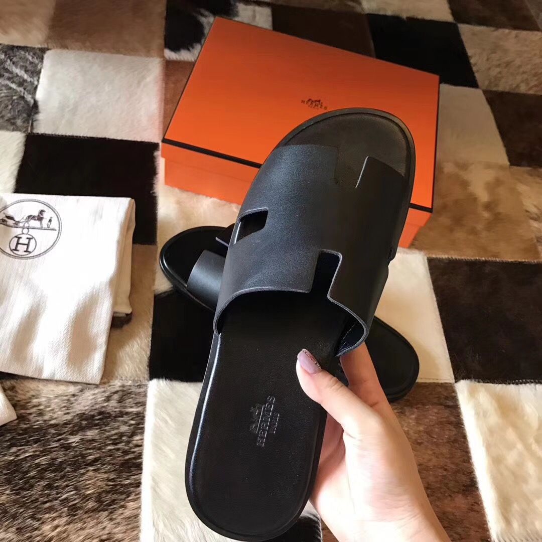 Hermes Black Swift Izmir Sandals - Image 8