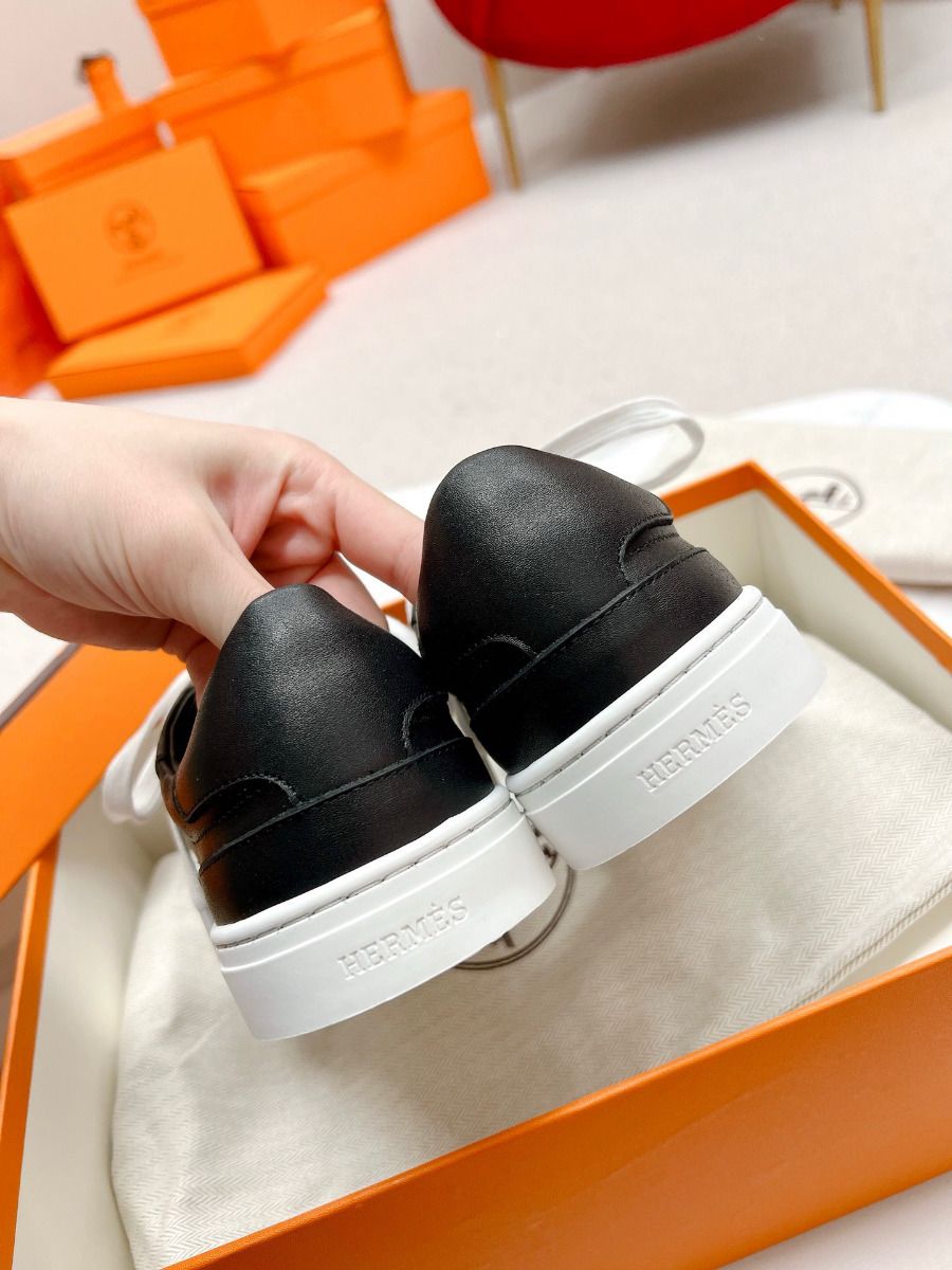 Hermes Men's Day Sneakers in Black Leather - Image 11