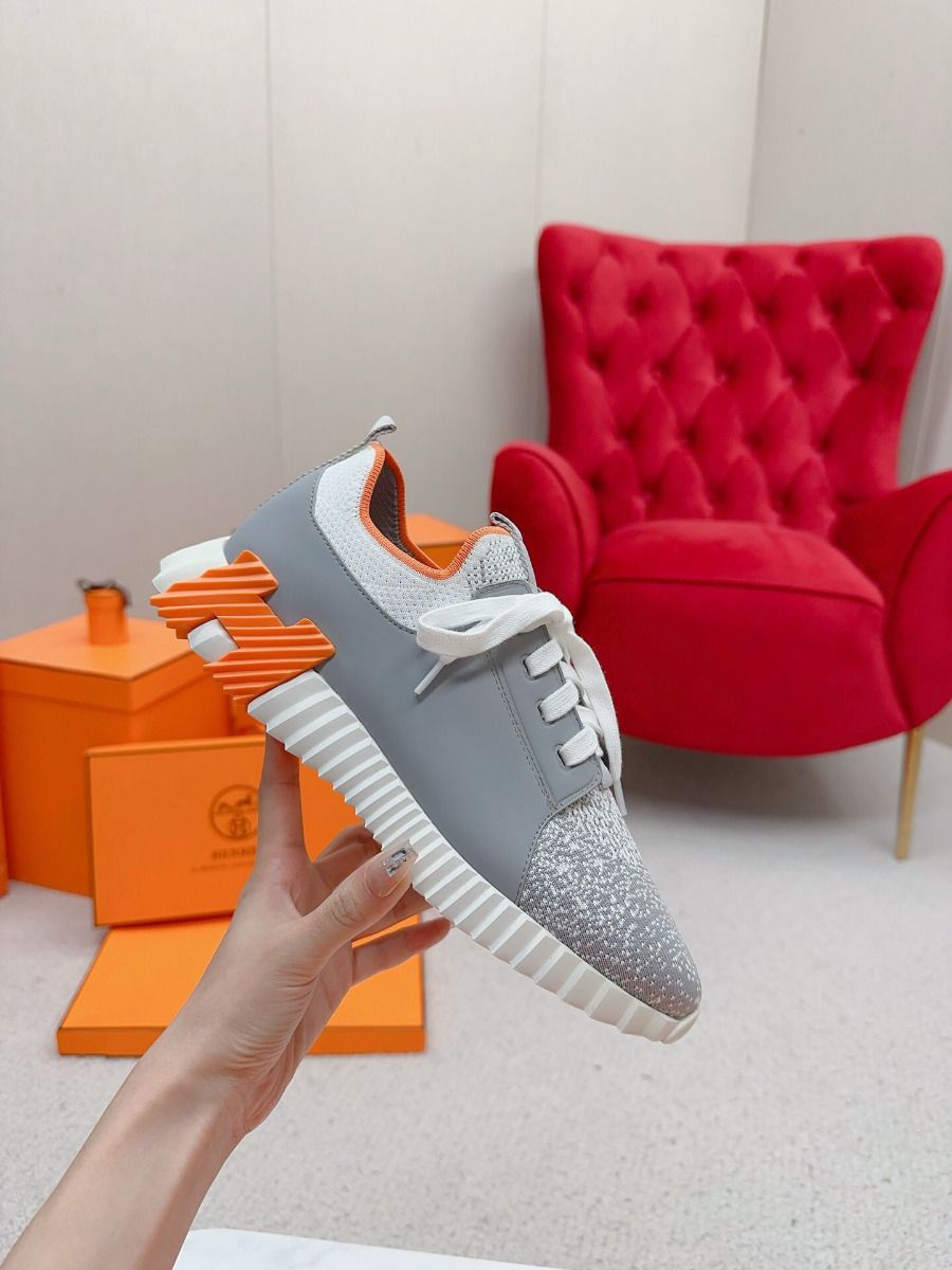 Hermes Men's Depart Sneakers in Grey Gradient Knit - Image 3