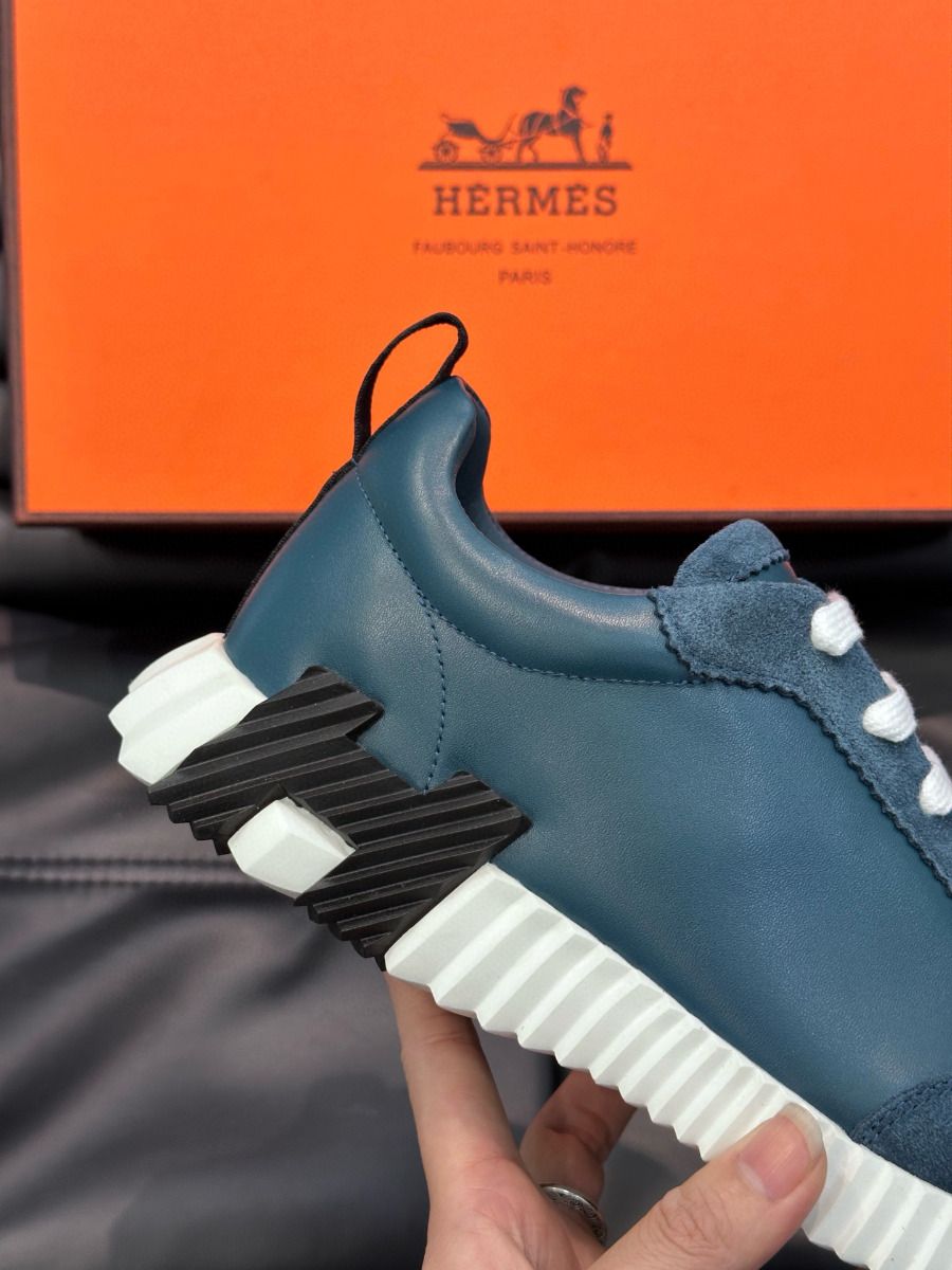 Hermes Men's Bouncing Sneakers in Blue Leather - Image 9