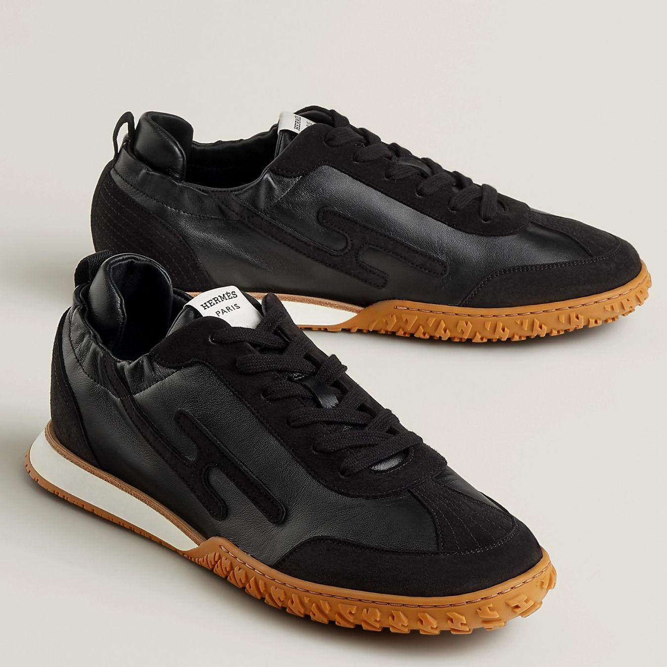 Hermes Men's Jet Sneakers in Black Nappa Leather