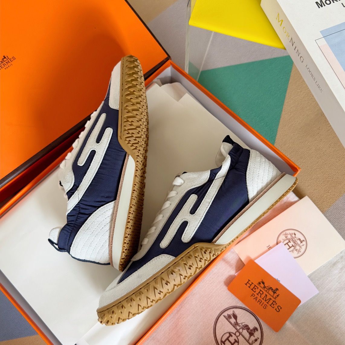 Hermes Men's Jet Sneakers in Blue Technical Canvas - Image 7