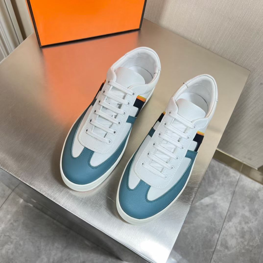 Hermes Boomerang Sneakers In Multicolore Blue Leather - Image 4