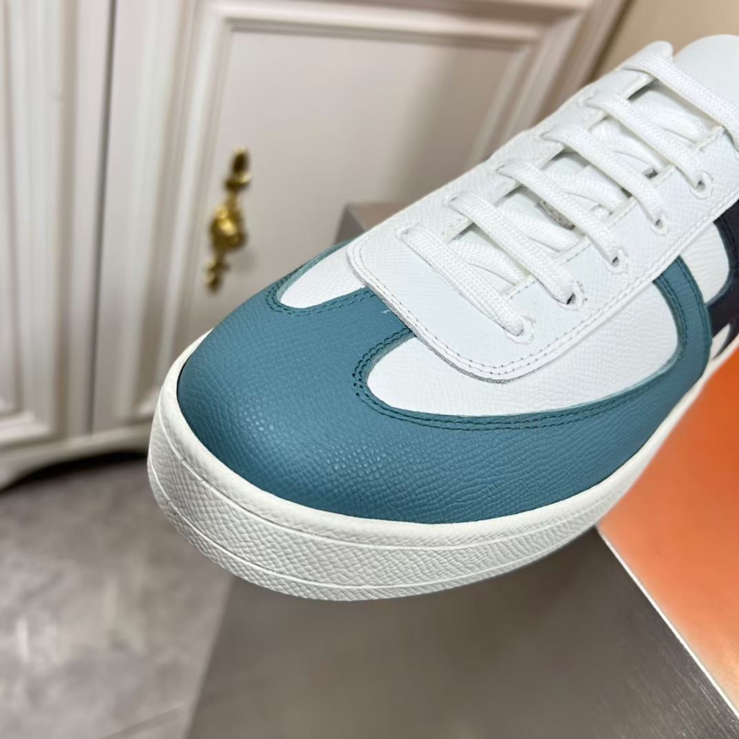 Hermes Boomerang Sneakers In Multicolore Blue Leather - Image 8