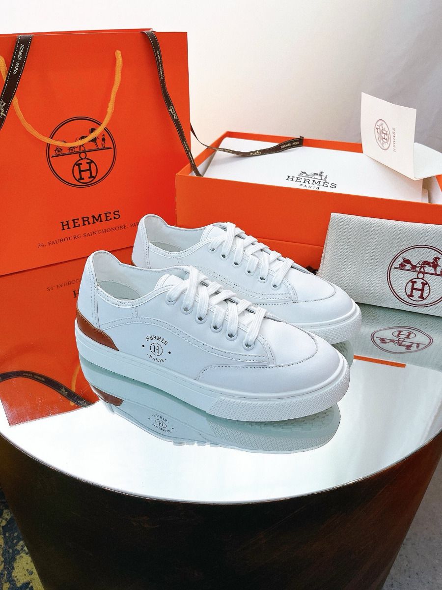 Hermes Men's Get Sneakers in White Calfskin - Image 3