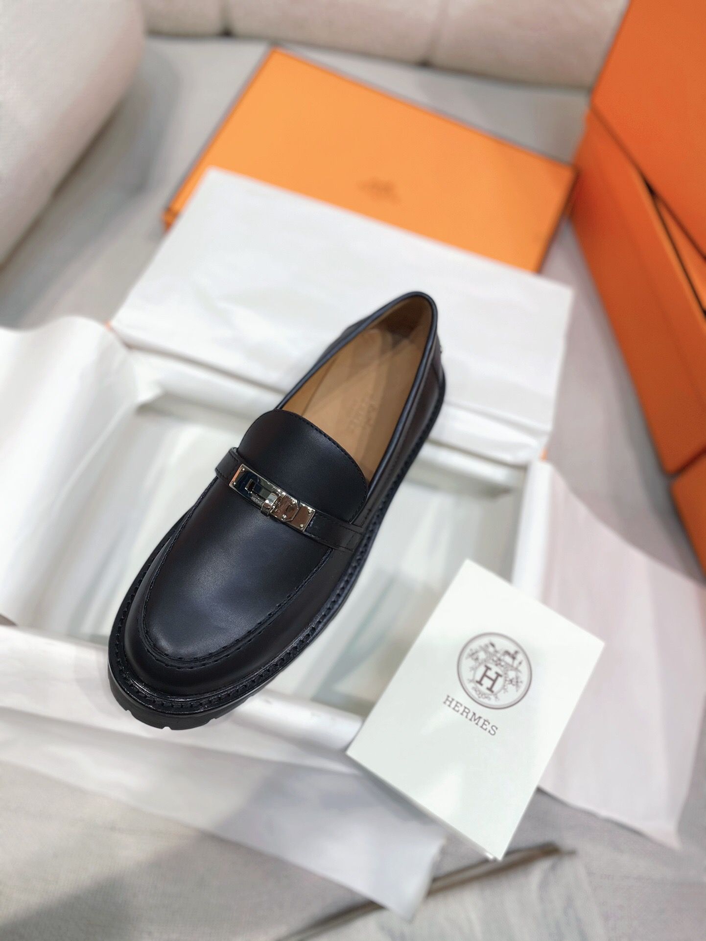 Hermes Women's Icone Loafers in Black Calfskin - Image 8