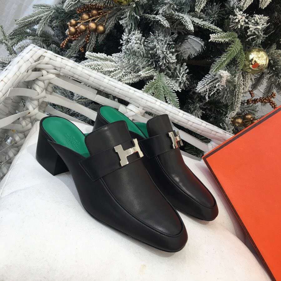 Hermes Paradis Mules In Black Calfskin - Image 3