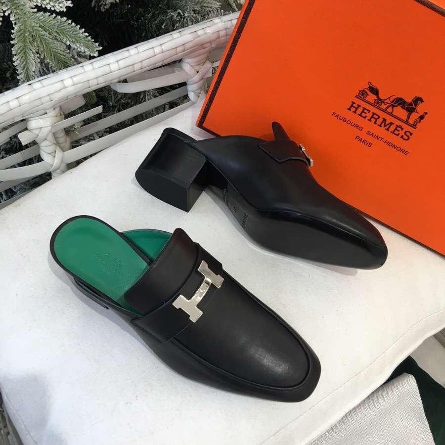 Hermes Paradis Mules In Black Calfskin - Image 4