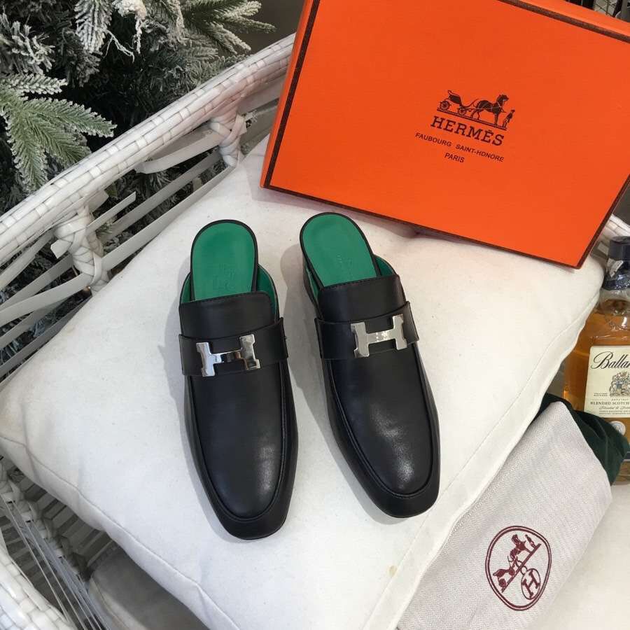 Hermes Paradis Mules In Black Calfskin - Image 7