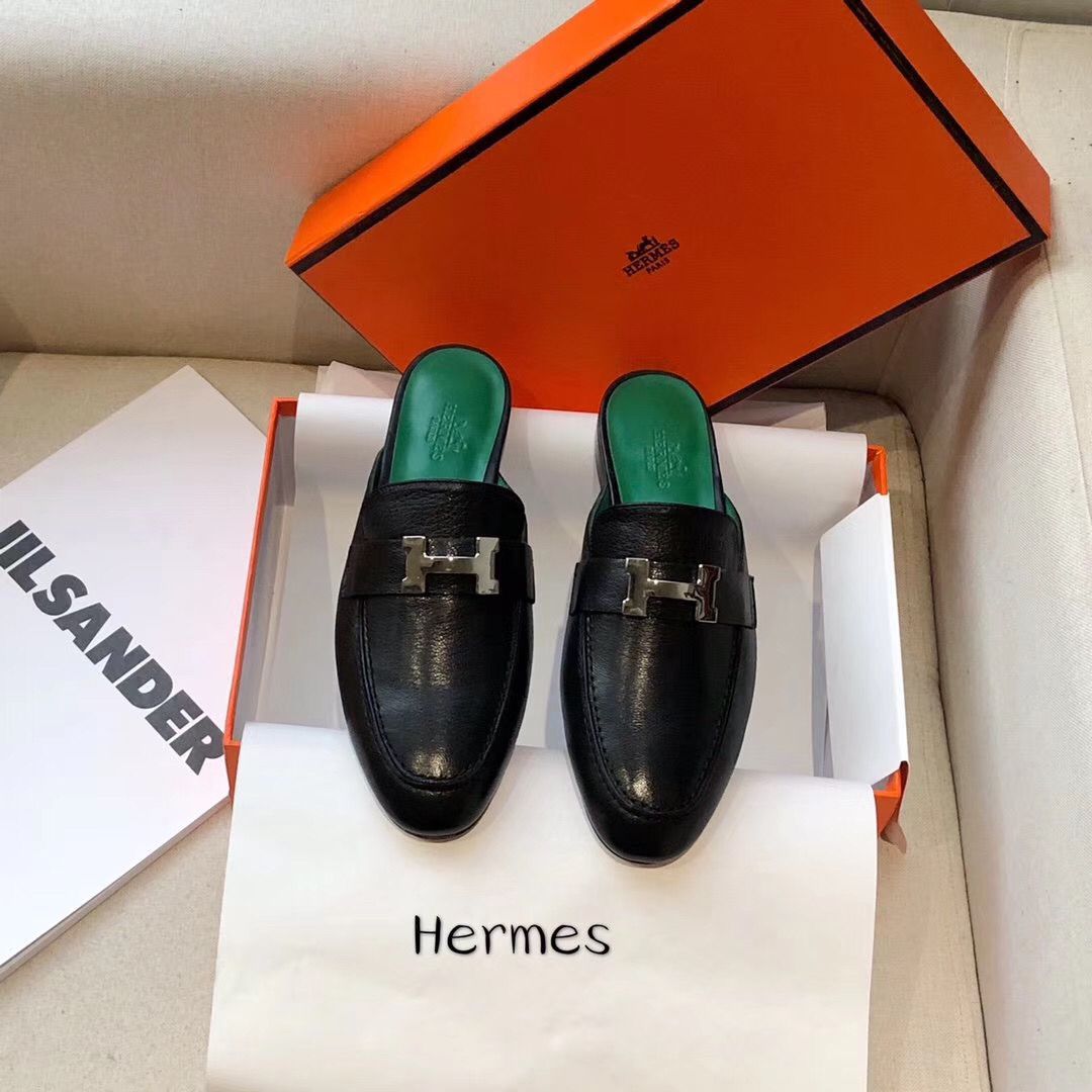 Hermes Trocadero Mules In Black Goatskin - Image 4