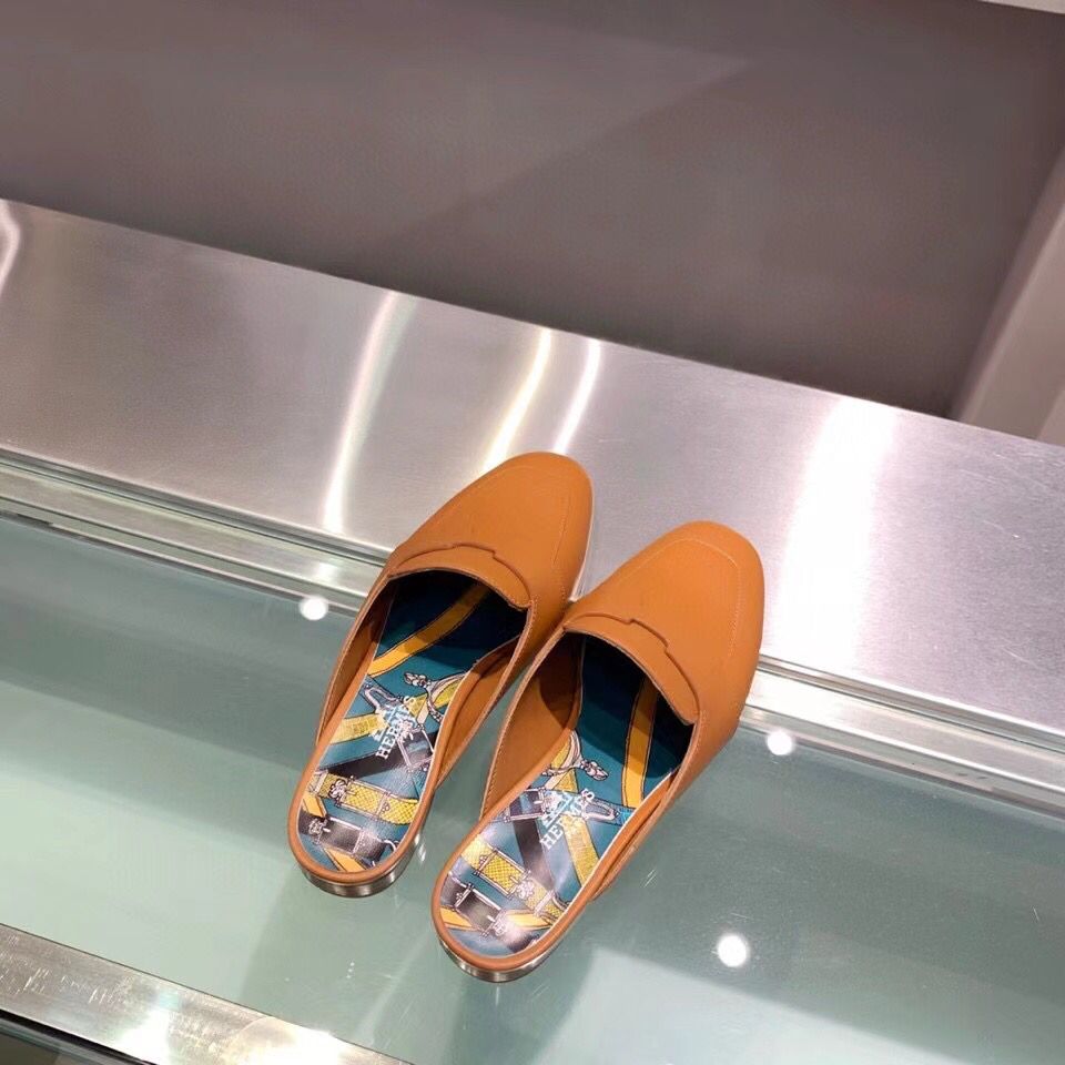 Hermes Catena Mules In Brown Calfskin - Image 7