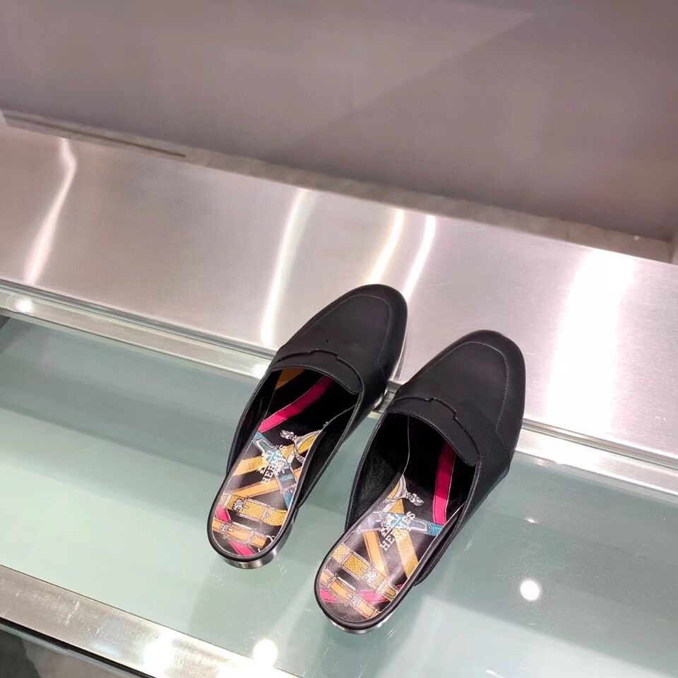 Hermes Catena Mules In Black Calfskin - Image 6