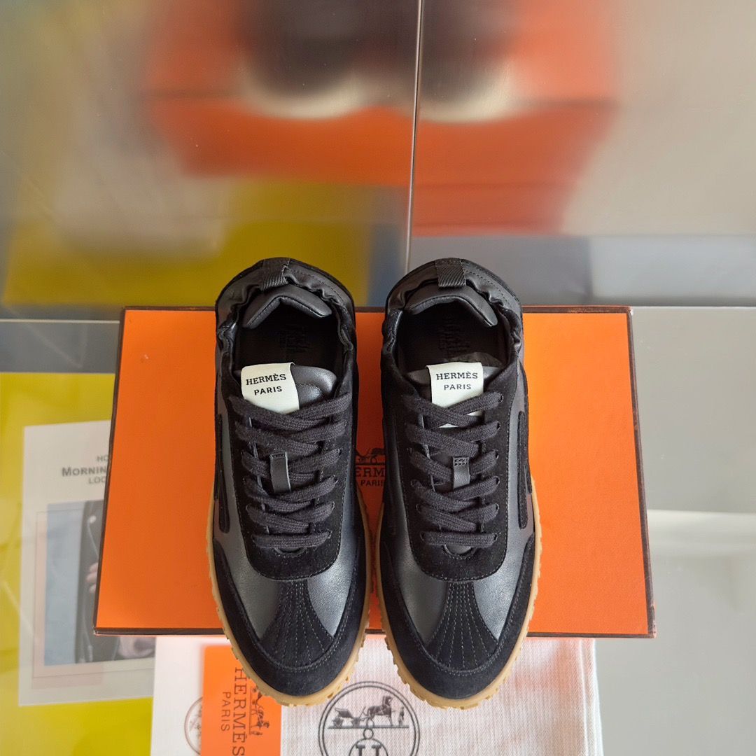 Hermes Women's Jet Sneakers in Black Nappa Leather - Image 8