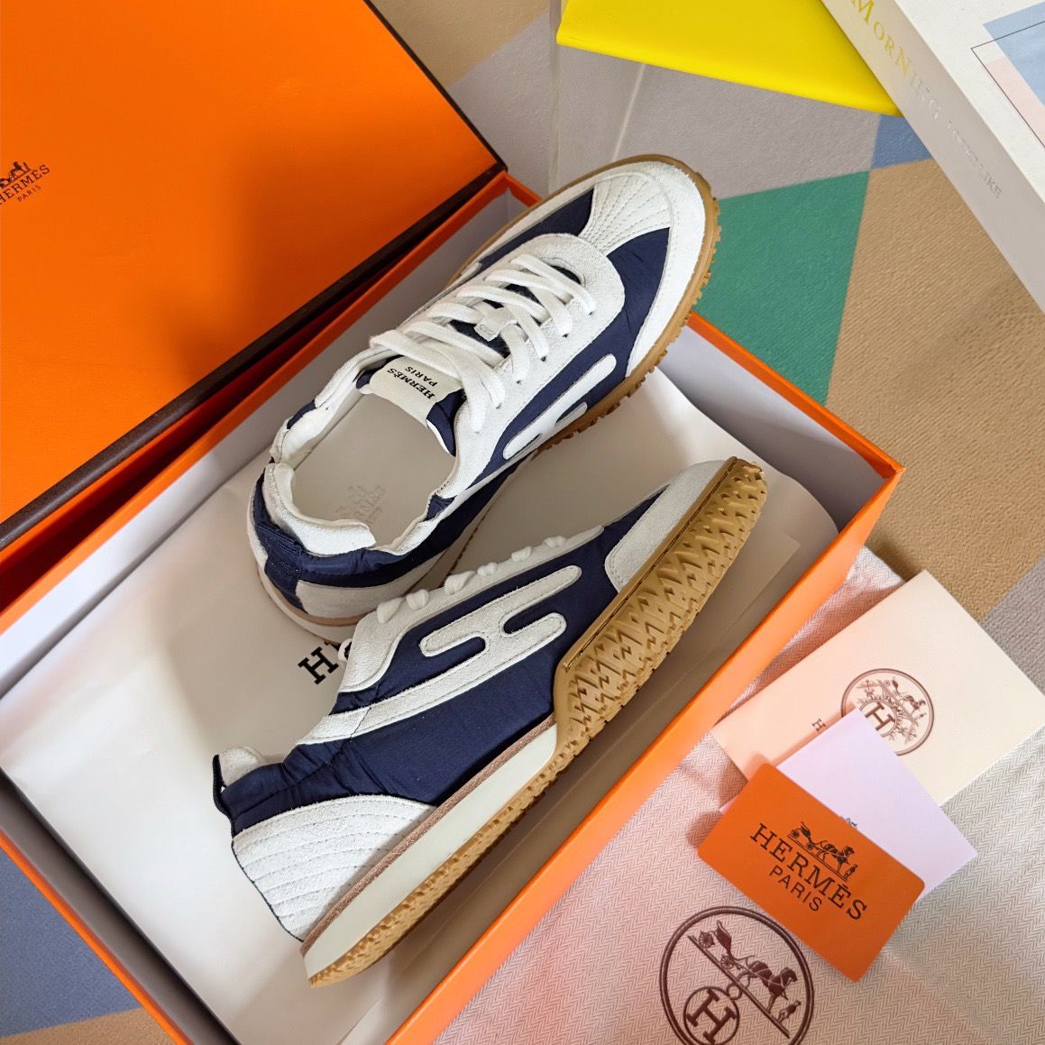 Hermes Women's Jet Sneakers in Blue Technical Canvas - Image 6