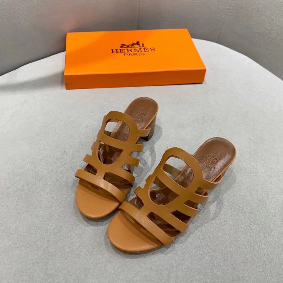 Hermes Celena Sandals 50mm In Brown Calfskin - Image 3