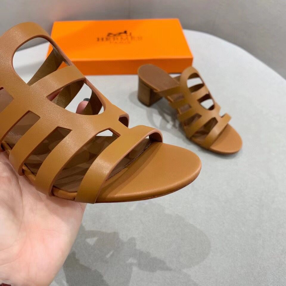 Hermes Celena Sandals 50mm In Brown Calfskin - Image 4