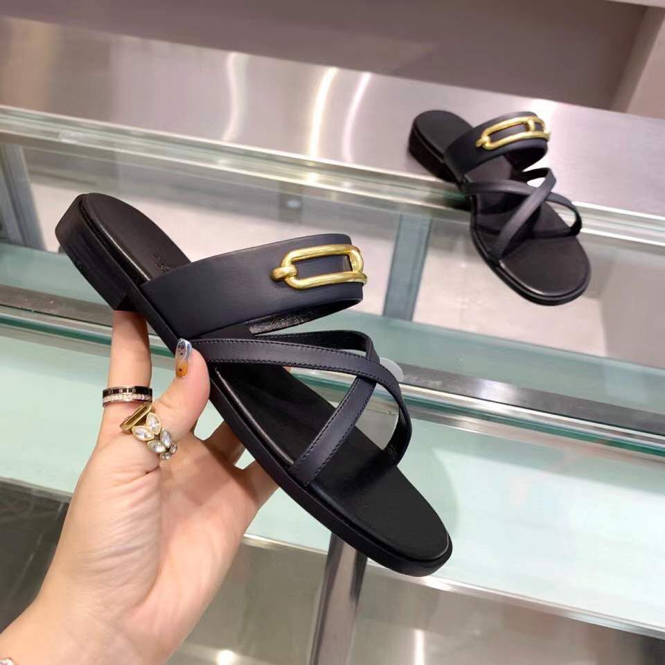 Hermes Claire Sandals In Black Calfskin - Image 8