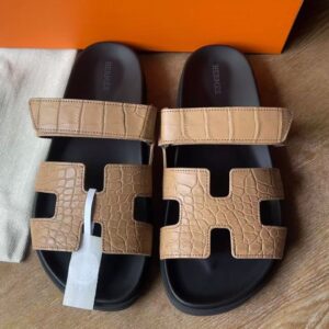 Hermes Women's Chypre Sandals in Chai Matte Alligator