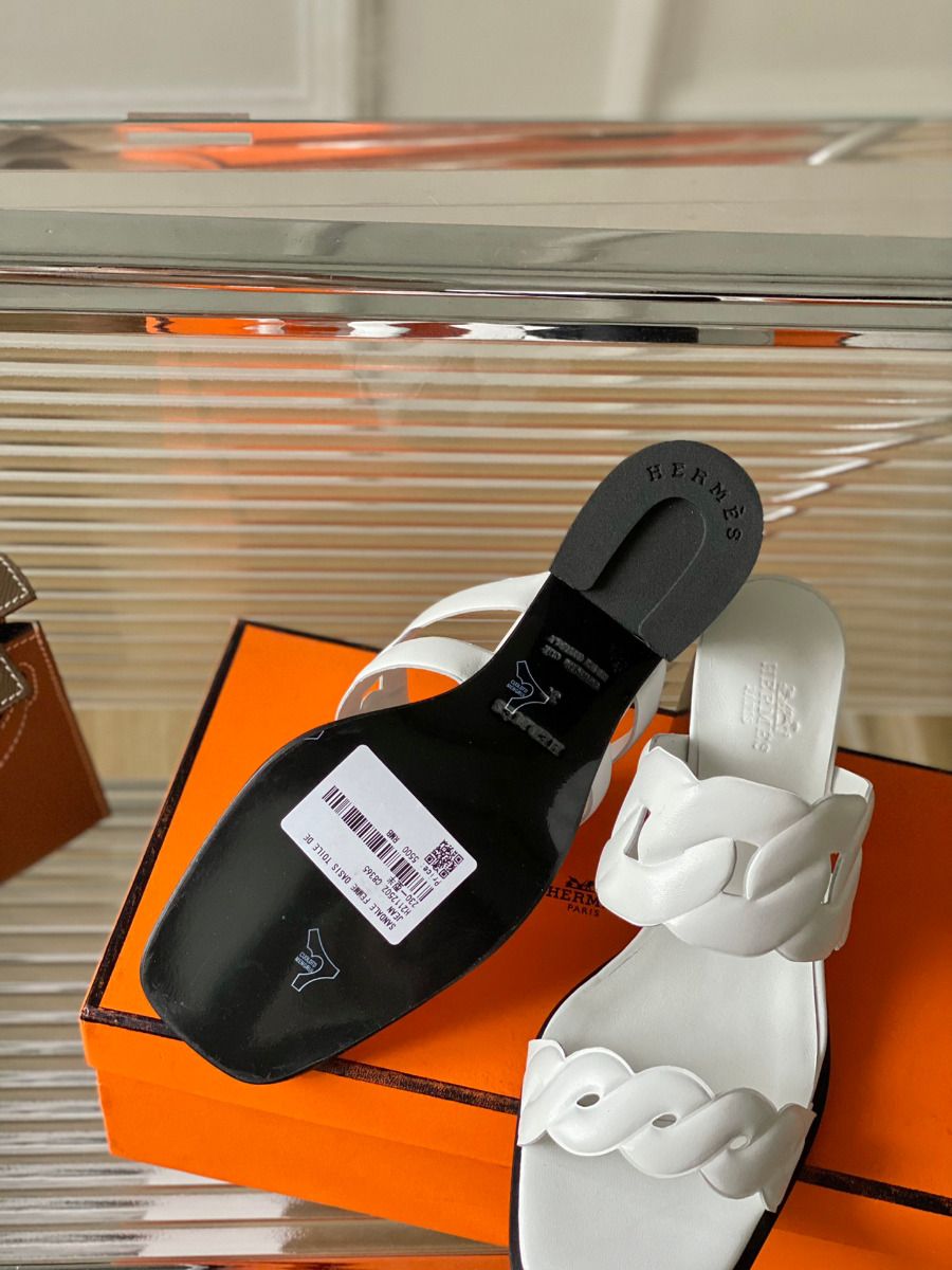 Hermes Gaby Sandals 60mm in White Nappa Leather - Image 10