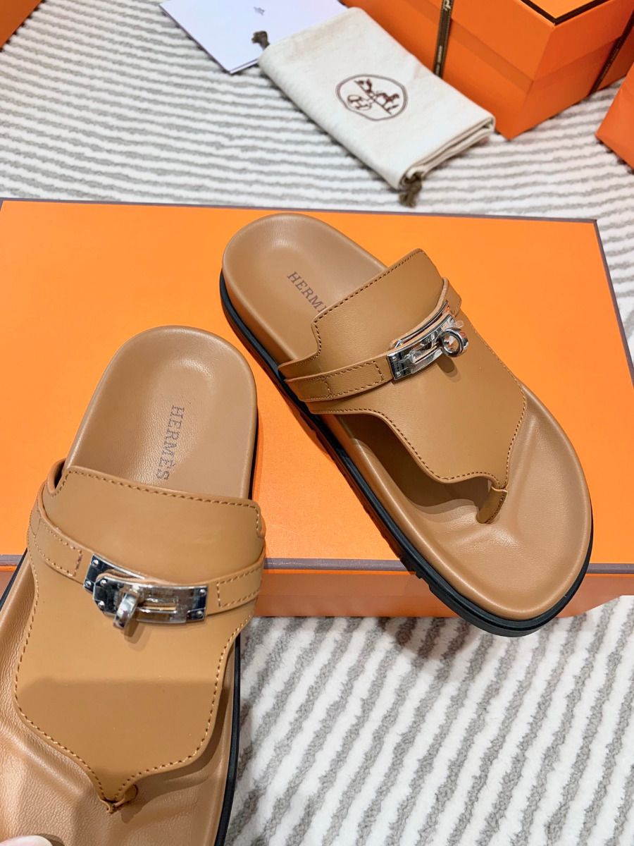 Hermes Empire Sandals in Brown Calfskin - Image 7