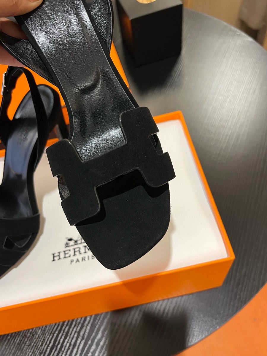 Hermes Heden 80 Sandals in Black Suede Leather - Image 7