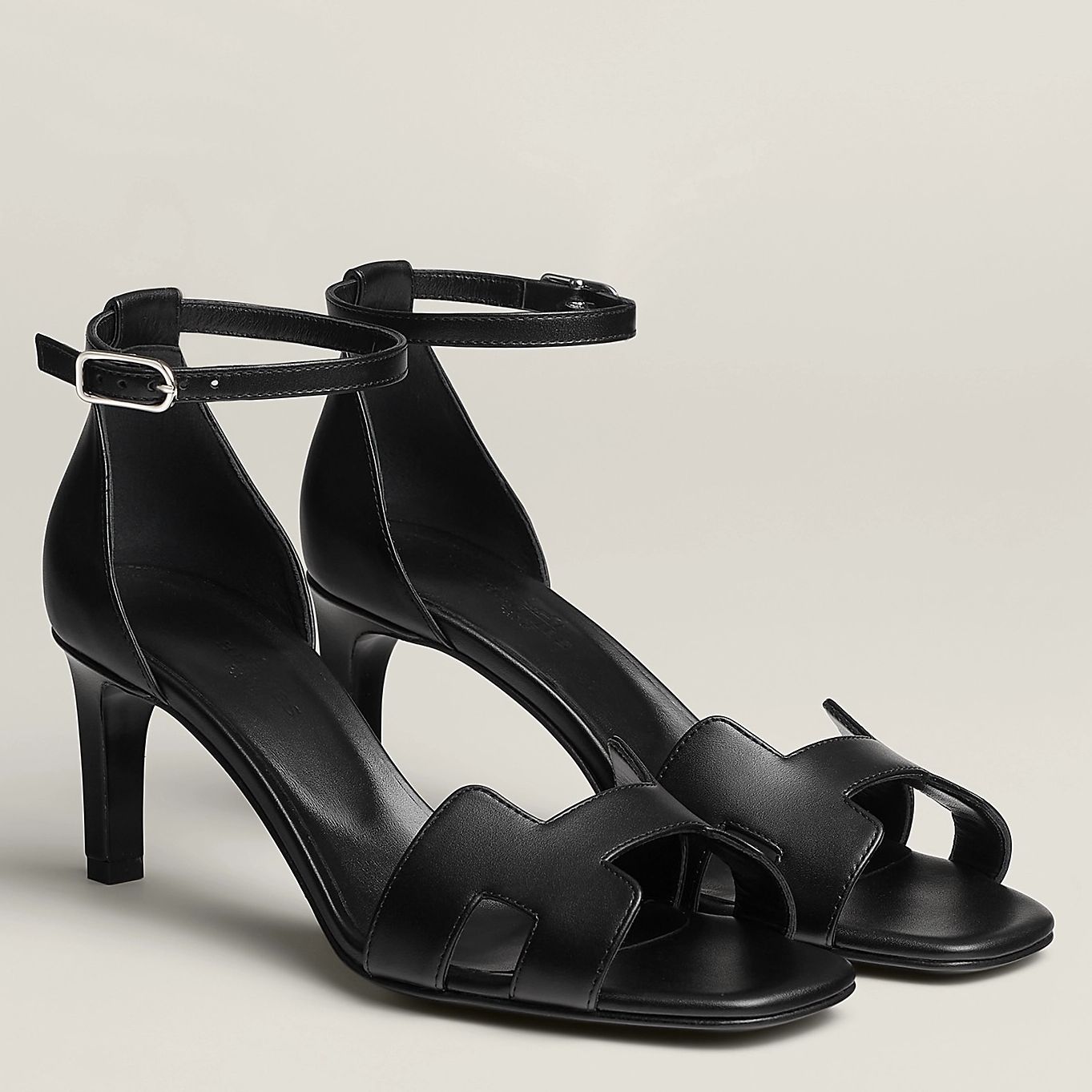 Hermes Joy 70 Sandals in Black Calfskin