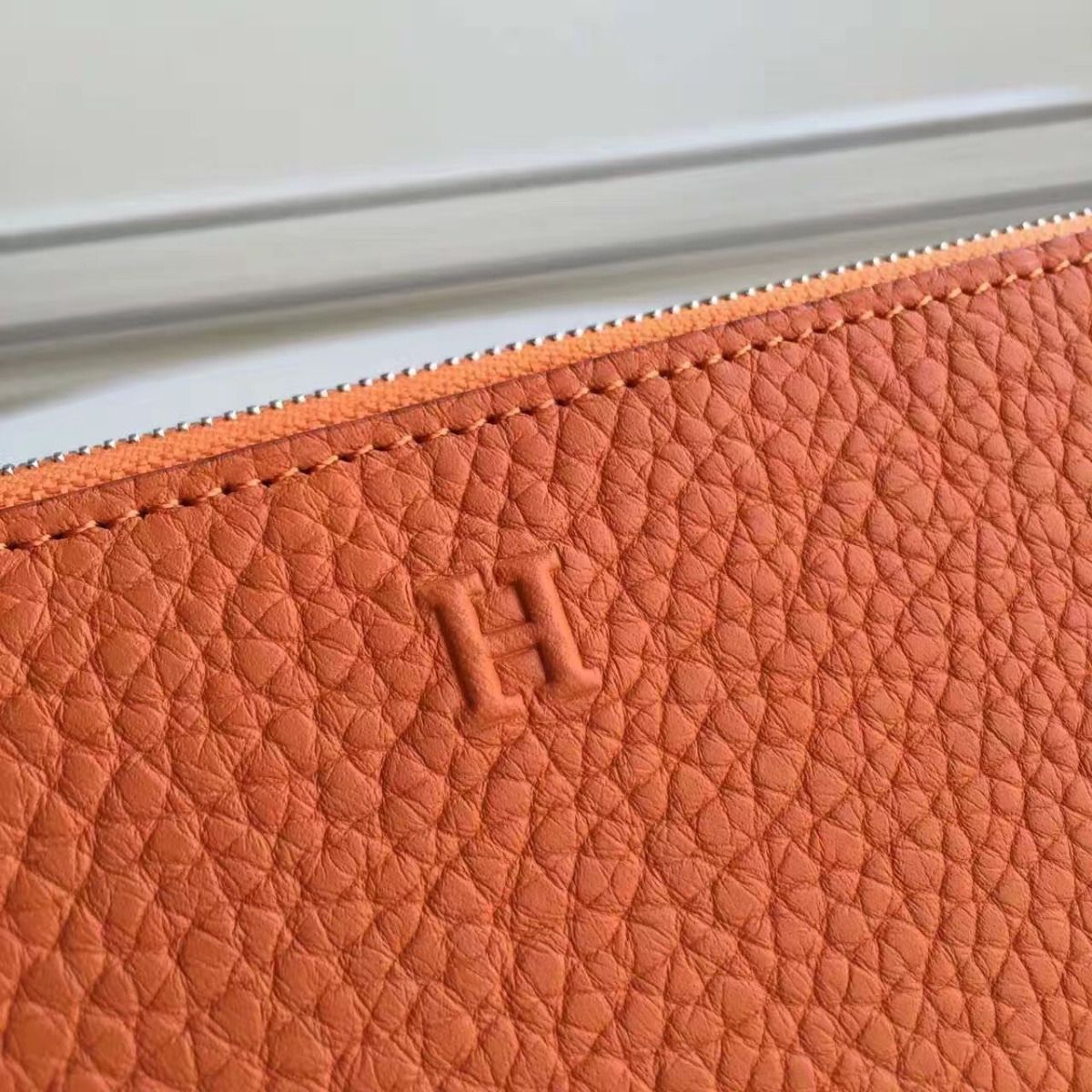 Hermes Orange Clemence Azap Zipped Wallet - Image 5