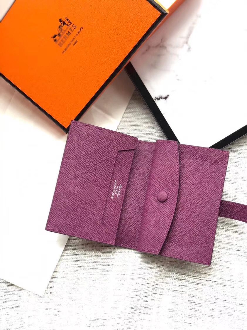 Hermes Bearn Mini Wallet In Purple Epsom Leather - Image 4