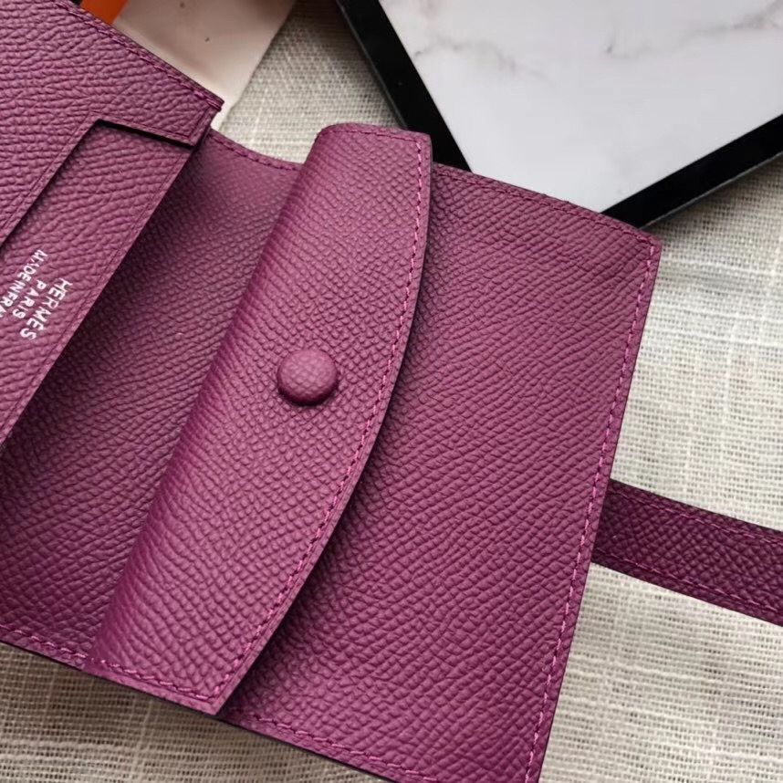 Hermes Bearn Mini Wallet In Purple Epsom Leather - Image 6