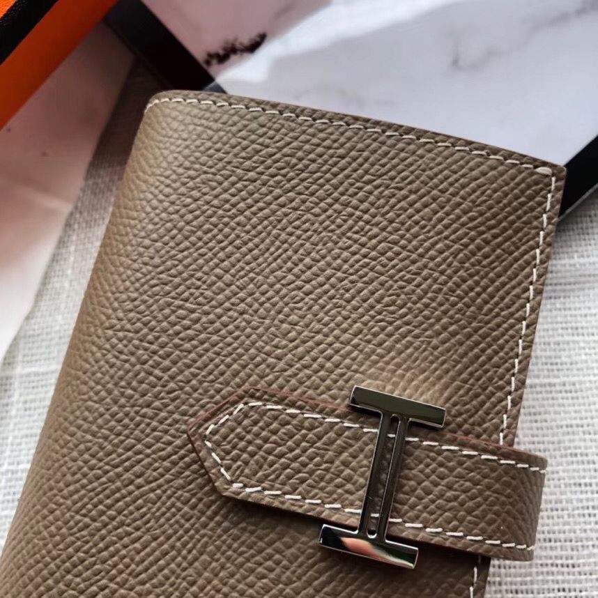 Hermes Bearn Mini Wallet In Taupe Epsom Leather - Image 3