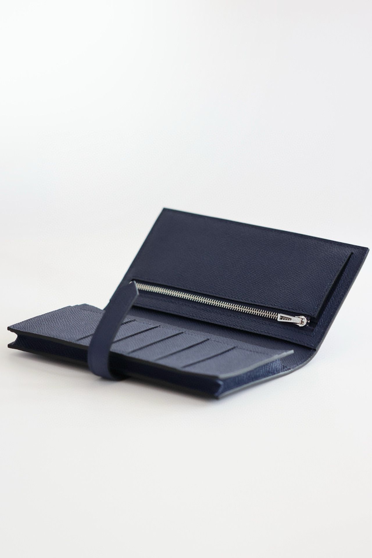 Hermes Bearn Long Handmade Wallet in Blue Saphir Epsom Calfskin - Image 7