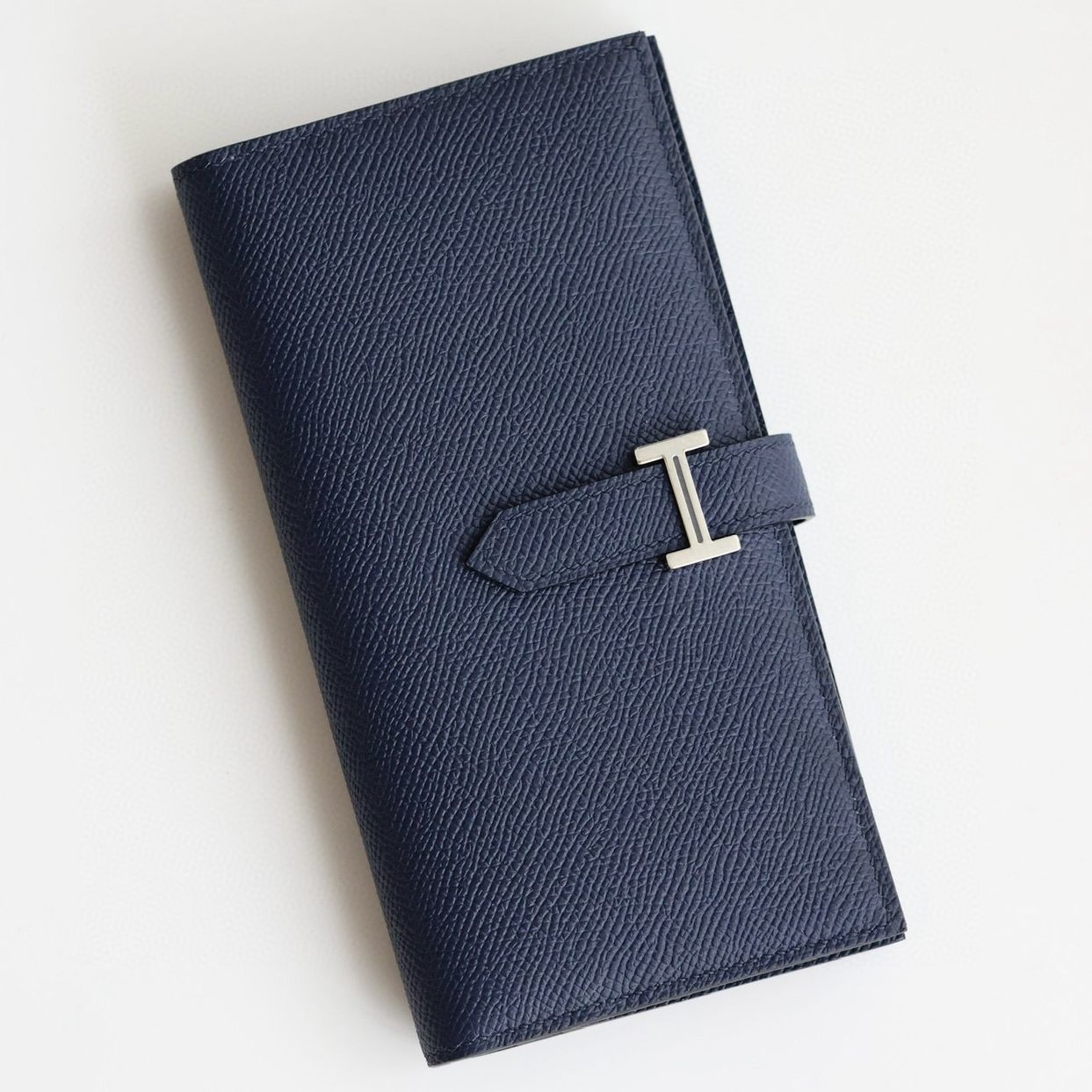 Hermes Bearn Long Handmade Wallet in Blue Saphir Epsom Calfskin - Image 10