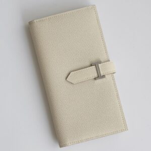 Hermes Bearn Long Handmade Wallet in Craie Epsom Calfskin