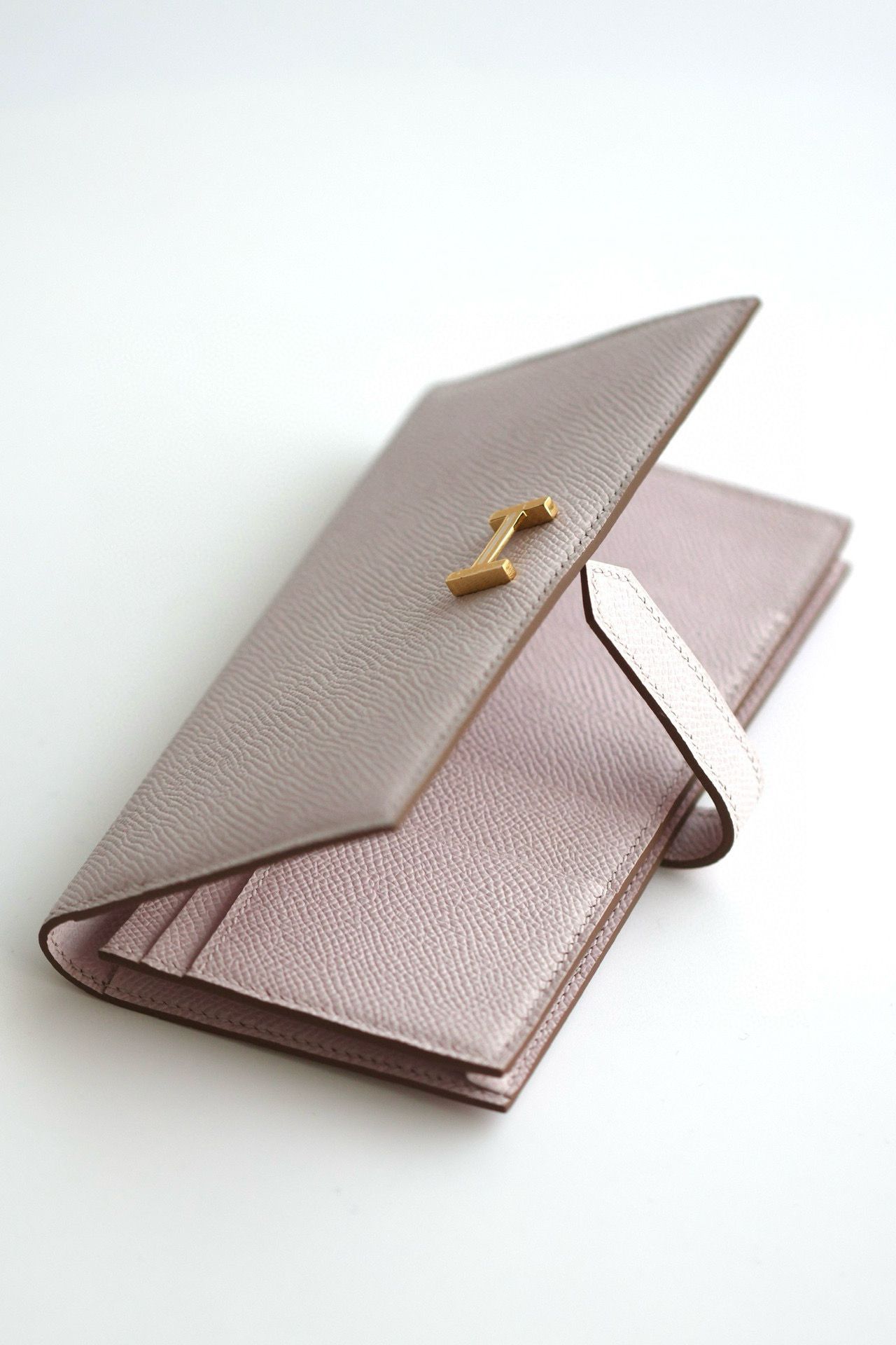 Hermes Bearn Long Handmade Wallet in Mauve Pale Epsom Calfskin - Image 5
