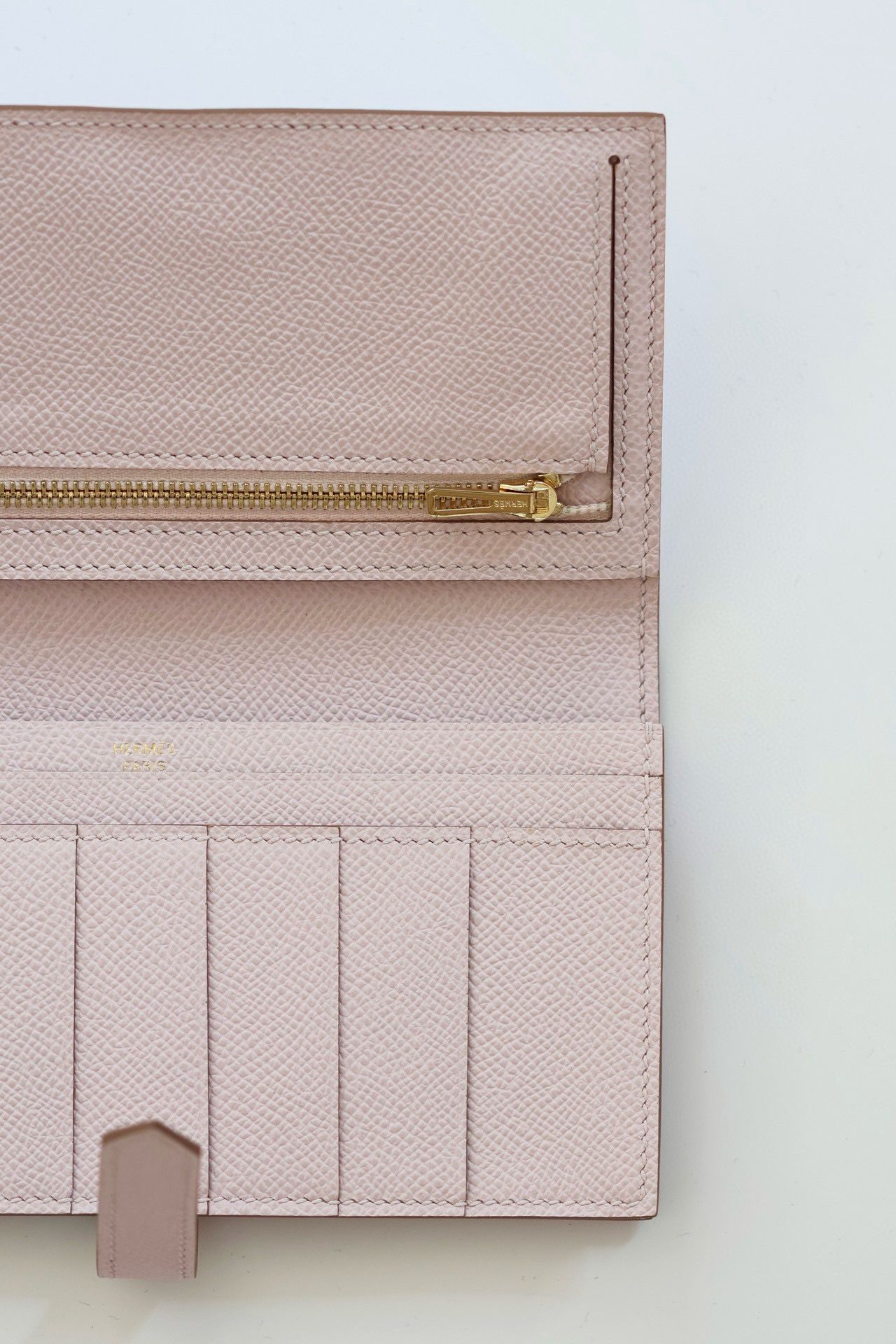 Hermes Bearn Long Handmade Wallet in Mauve Pale Epsom Calfskin - Image 7