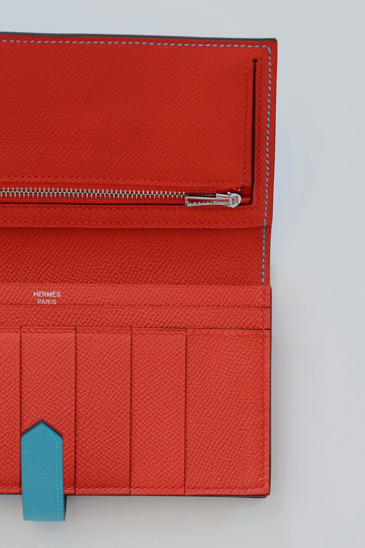 Hermes Bearn Verso Long Wallet in Blue du Nord Epsom Calfskin - Image 6